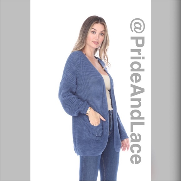 LAST 2️⃣ BLUE DOUBLE POCKET KNIT CARDIGAN - Picture 3 of 4